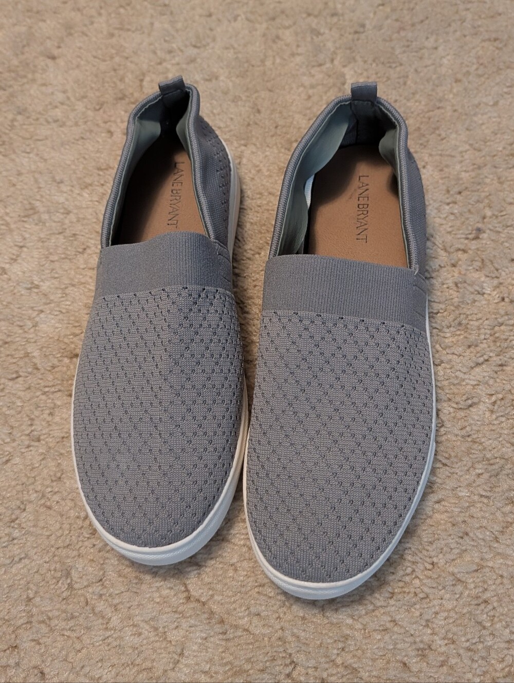 Lane Bryant Gray Slip-On Knit Loafers 11W